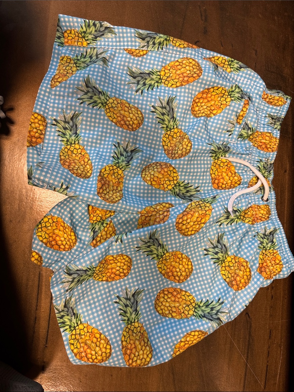Men's Pineapple Print Blue Swim Trunks